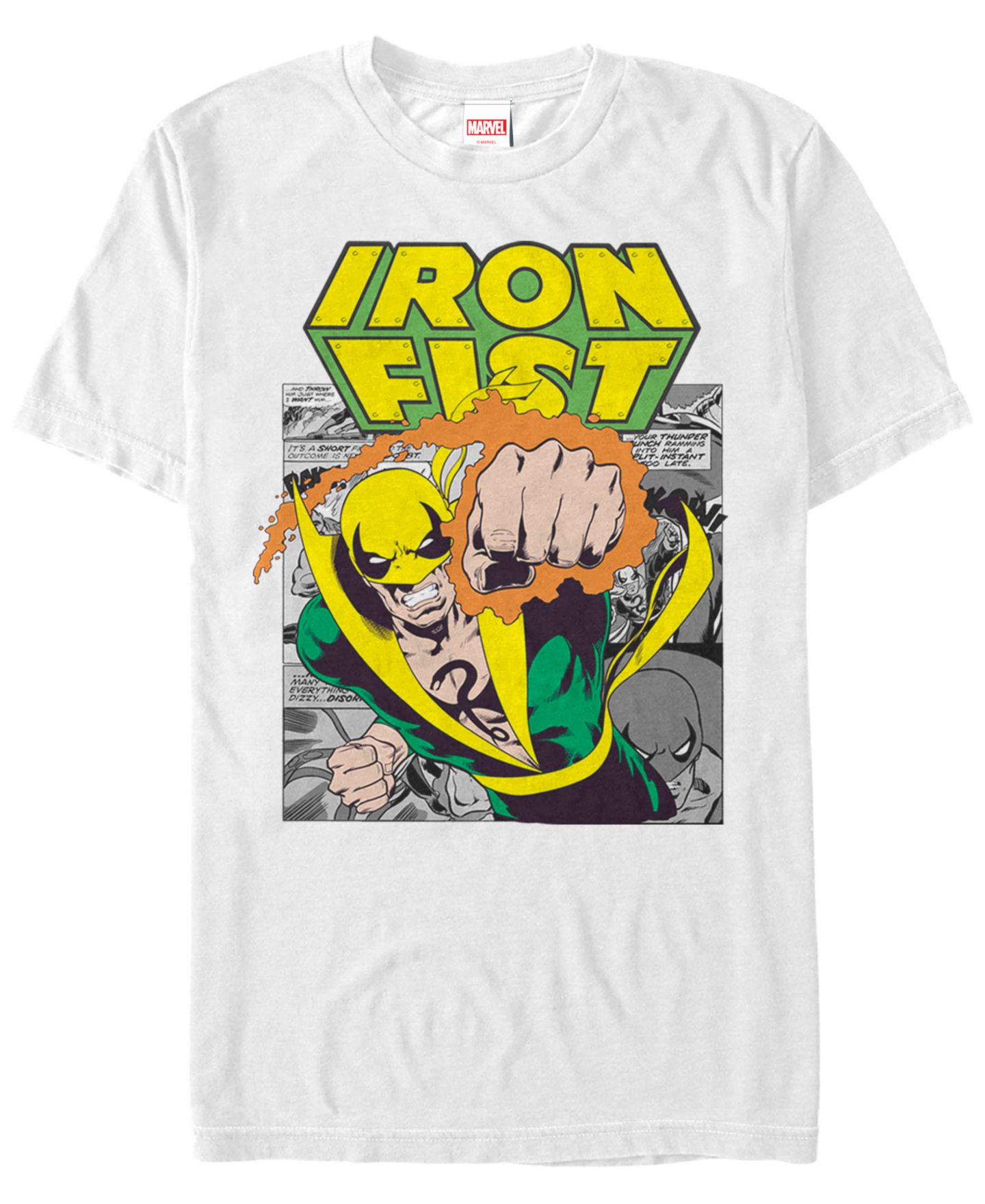 Мужская футболка Fifth Sun Marvel Comic Collection Iron Fist Punch Short Sleeve, цвет: Белый — фото 1
