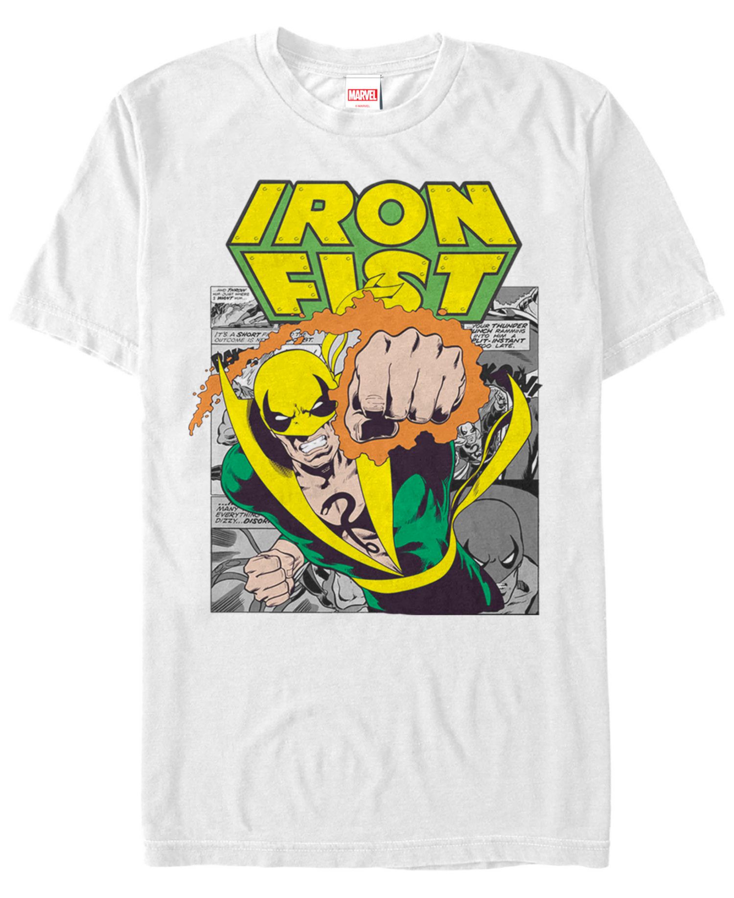 Marvel Men's Comic Collection Iron Fist Punch Short Sleeve T-Shirt