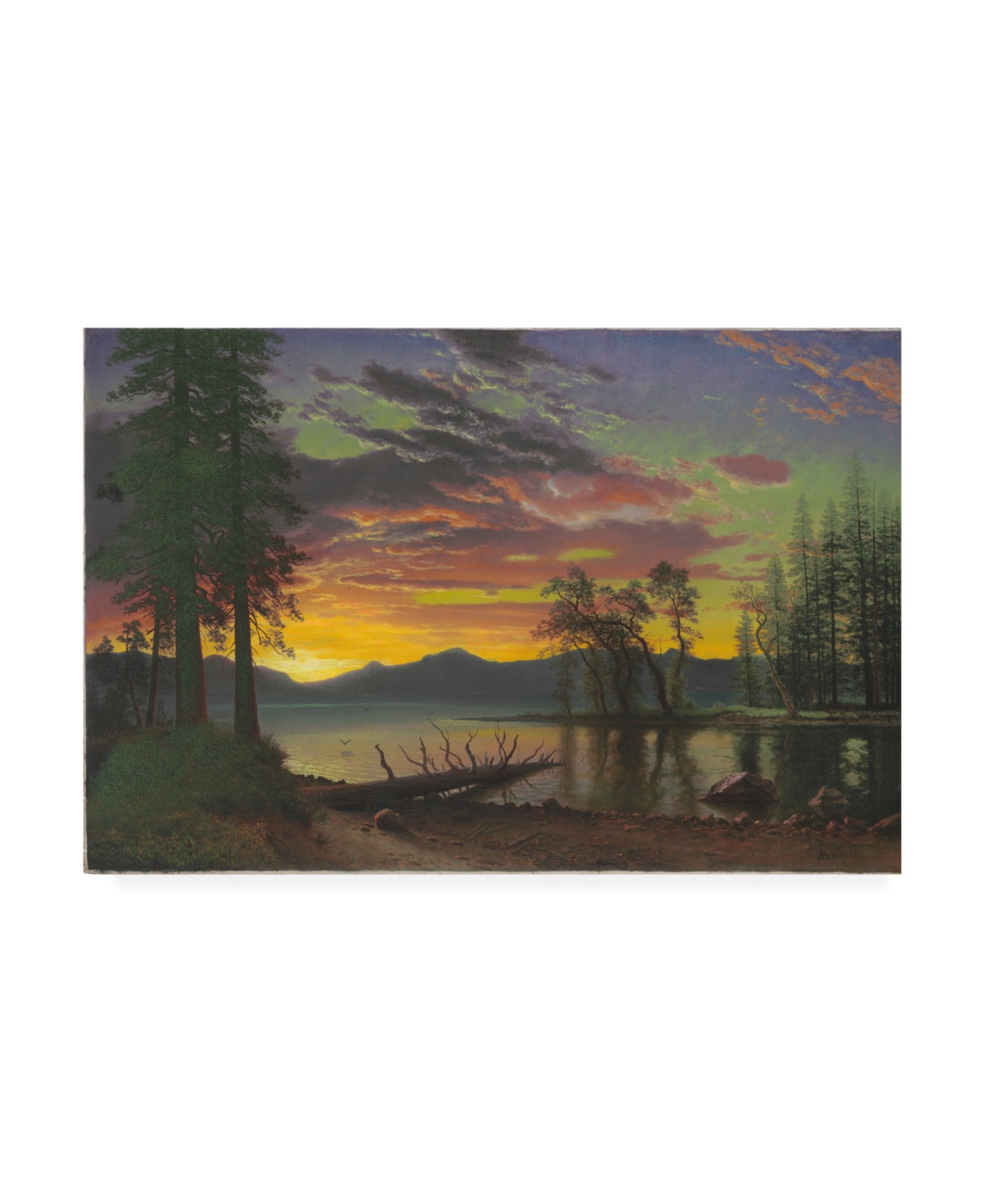 Albert Bierstadt Twilight, Lake Tahoe, 1870s Canvas Art - 15.5" X 21"