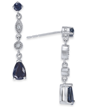 image of Sapphire (1 ct. t.w.) & Diamond (1/4 ct. t.w.) Drop Earrings in 14k White Gold