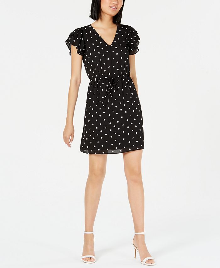 Maison Jules Polka-Dot Flutter-Sleeve Dress, Created for Macy's - Macy's