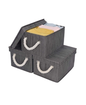 StorageWorks Foldable Fabric Storage Bin with Cotton Rope Handles and Lid 2-Pack