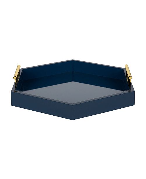 Kate And Laurel Lipton Hexagon Decorative Tray With Metal Handles