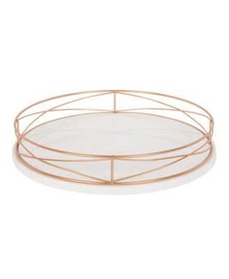 Mendel Round Tray With Decorative Metal Rim - 14" x 14"
