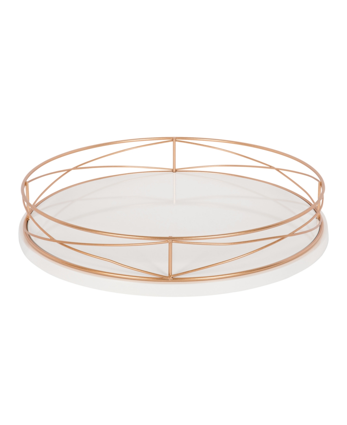Kate and Laurel Mendel Round Tray With Decorative Metal Rim - 14