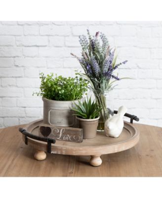 Bruillet Round Wooden Footed Tray - 15" x 3.75"