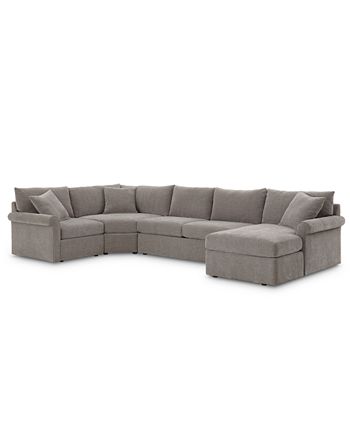 Furniture - Wedport 4-Pc. Fabric Modular Chaise Sleeper Sectional Sofa with Wedge Corner Piece