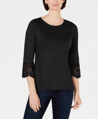 Charter Club - Cotton Lace-Trim Top