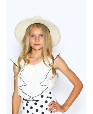 image of Lanoosh Little Girl Loose Fit Top with Black Front Marrow Detail