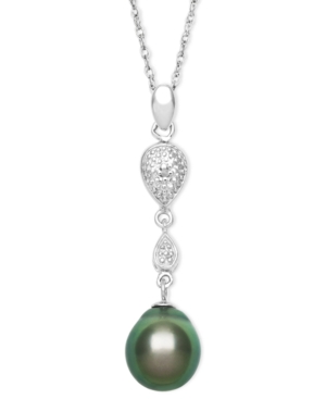 image of Cultured Tahitian Pearl (8mm) and Diamond Accent 18
