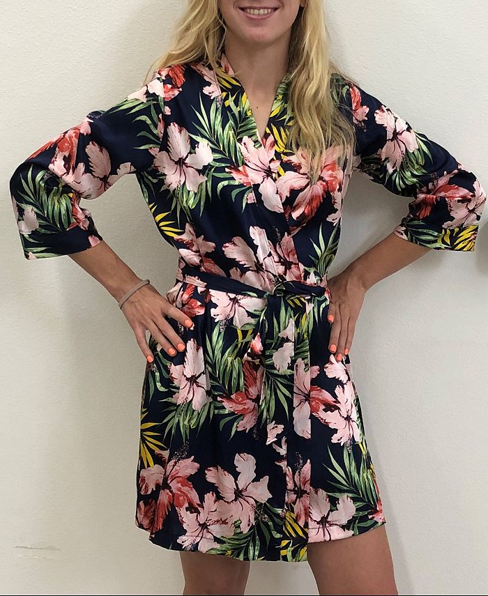 Wedding Prep Gals Tropical Floral Robe, Online Only Macy's