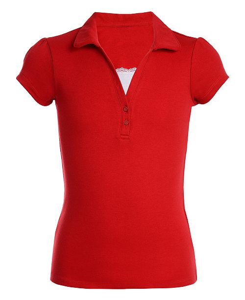 Nautica Big Girls School Uniform Layered Look Polo Shirt Reviews