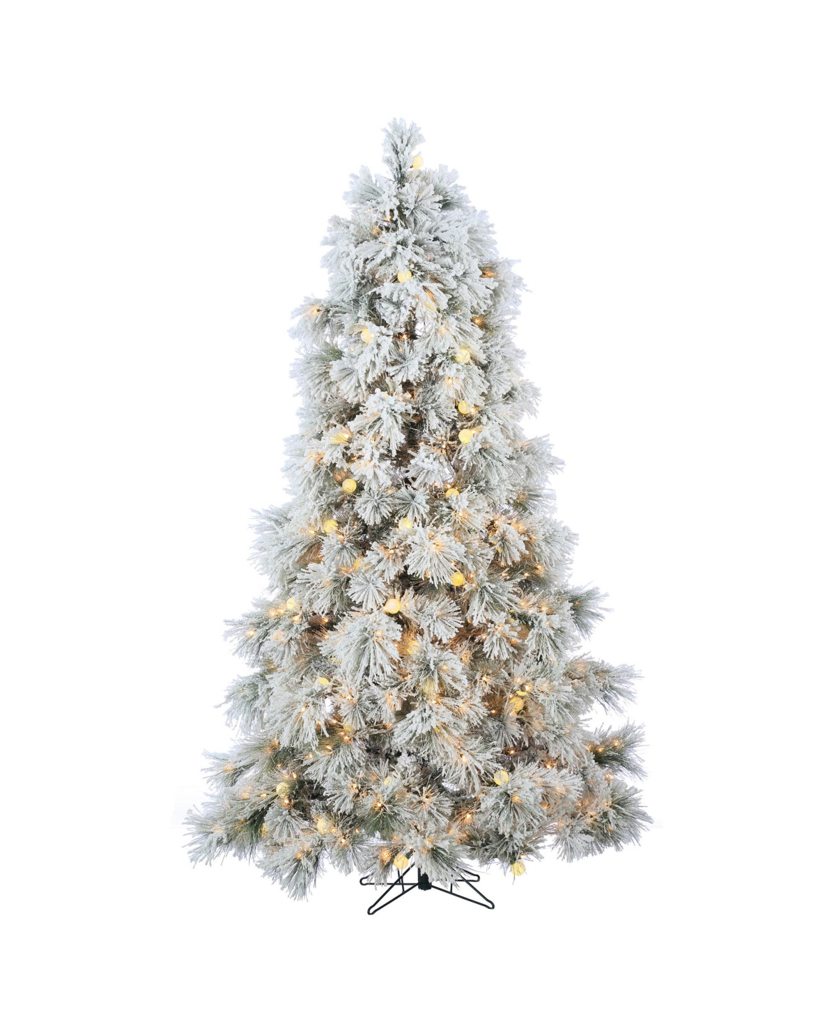 7.5Ft. Heavily Flocked Northern Pine with 750 Clear Lights and 85 G40 Warm White Led Lights - Green