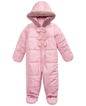 image of First Impressions Baby Girls Bow Snowsuit, Created for Macy-s