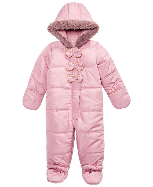 First Impressions Baby Girls Bow Trim Snowsuit Created For Macy S