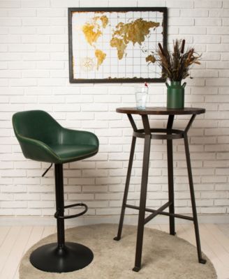 Mid-Century Modern Vintage Leatherette Gaslift Adjustable Swivel Bar Stool Set of 2