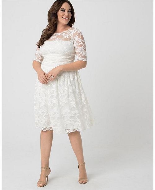 Kiyonna Women's Plus Size Aurora Lace Wedding Dress & Reviews - Dresses ...