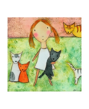 Trademark Global Carla Sonheim Girl With Cats Canvas Art - 15.5" X 21" In Multi