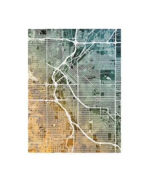Trademark Global Michael Tompsett Denver Colorado Street Map Teal Orange Canvas Art In Multi