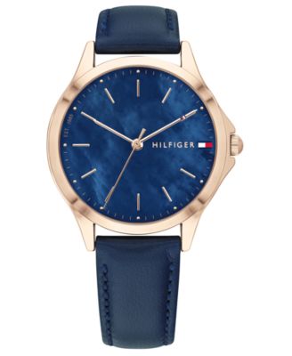 tommy hilfiger blue leather watch