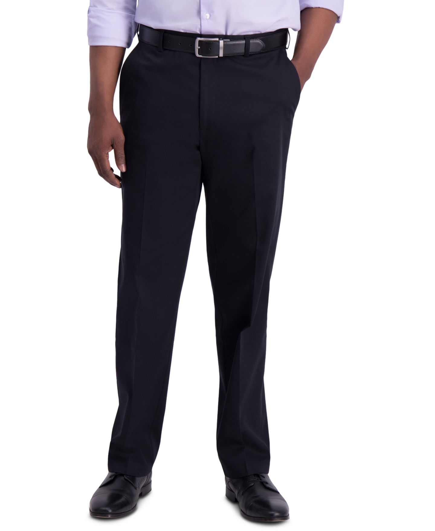 Мужские брюки Haggar Classic-Fit Flat-Front Dress Pants, цвет: Чёрный — фото 1
