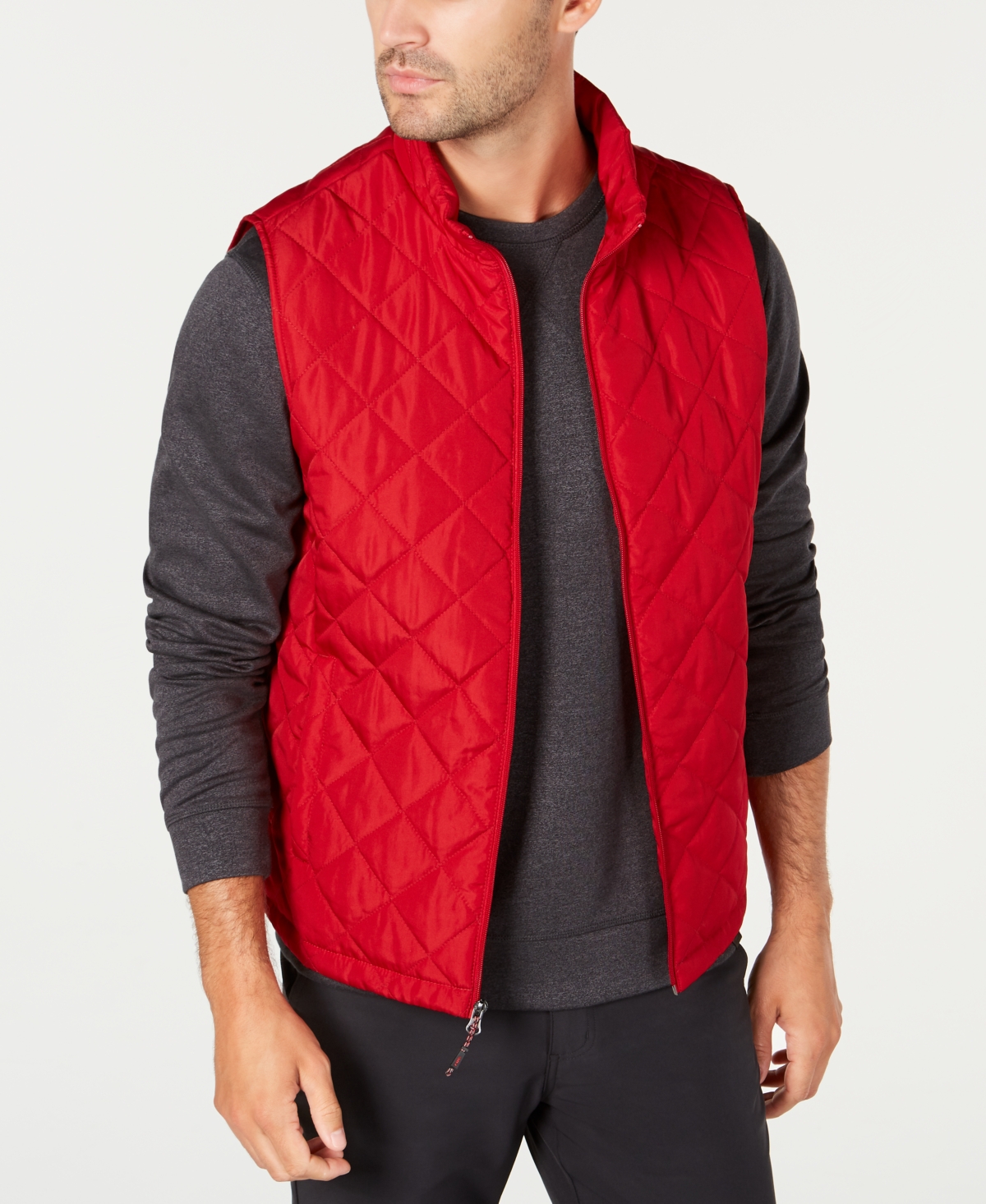 Shop Hawke & Co. Men's Diamond Quilted Vest, Created For Macy's In Chilli Pepper