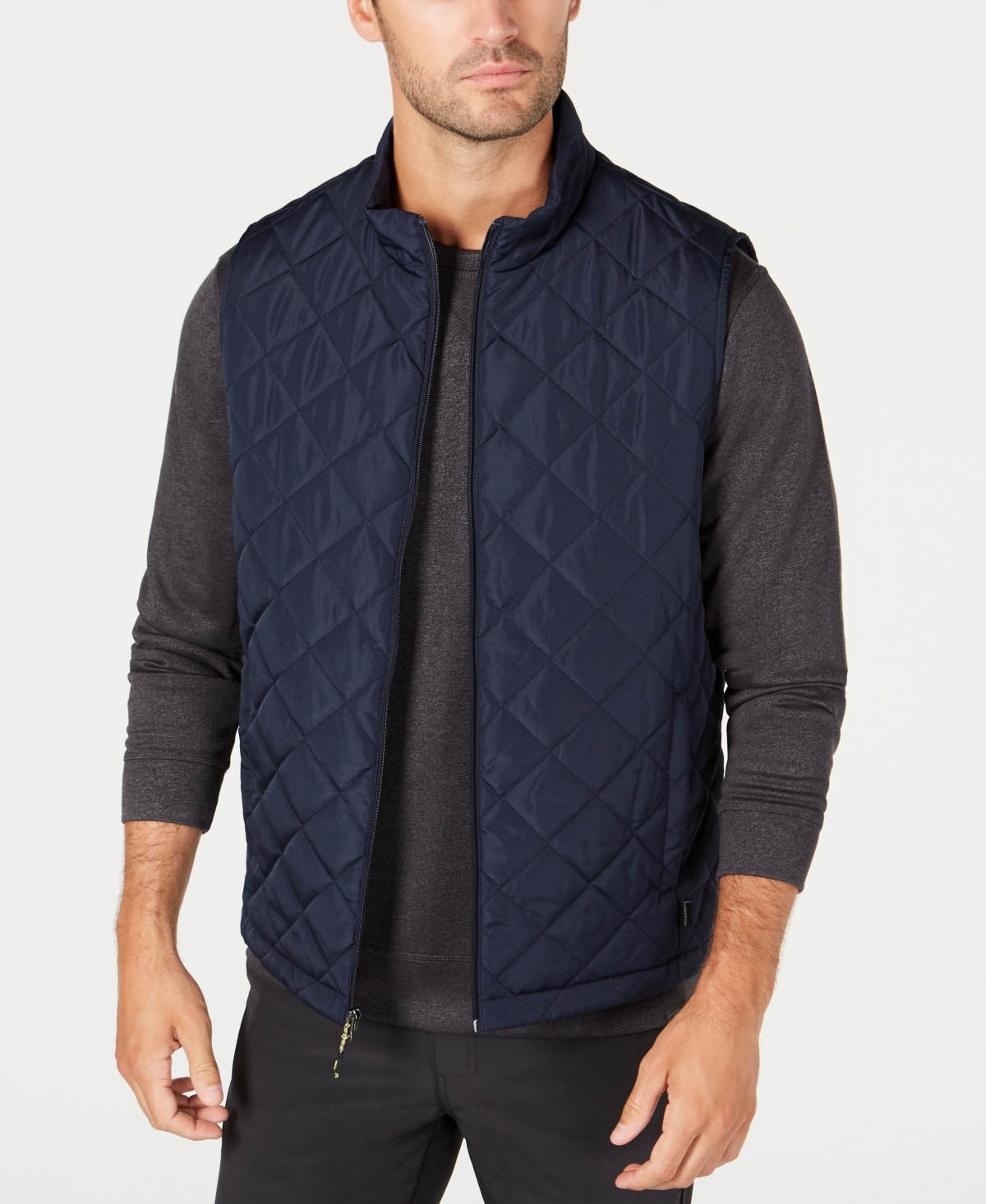 Men's Diamond Quilted Vest, Created for Macy's - Burgundy