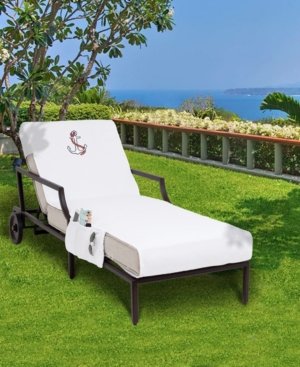 Shop Linum Home Standard Size Chaise Lounge Cover With Side Pockets Embroidered With Anchor In White