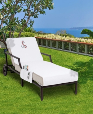 Linum Home Standard Size Chaise Lounge Cover Embroidered With Anchor Bedding In White