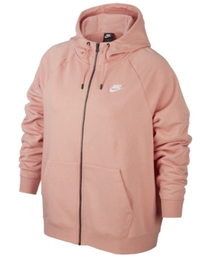 Nike Sportswear Essential Plus Size Full-zip Hoodie In Pink Quartz ...