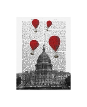 Trademark Global Fab Funky Us Capitol Building And Red Canvas Art In Multi