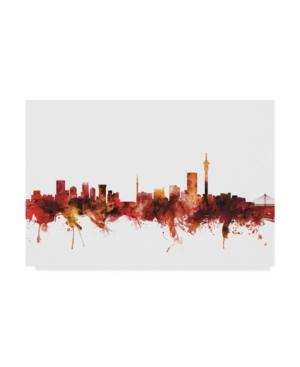 Trademark Global Michael Tompsett Johannesburg South Africa Skyline Red Canvas Art In Multi