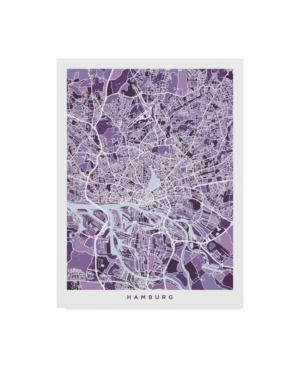Trademark Global Michael Tompsett Hamburg Germany City Map Purple Canvas Art In Multi