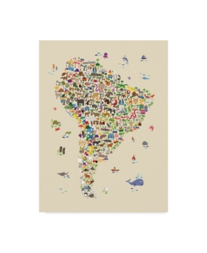 Trademark Global Michael Tompsett Animal Map Of South America For Children And Kids Beige Canvas Art In Multi