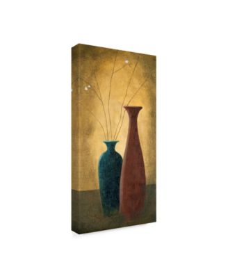 Pablo Esteban Two Slender Vases and Flowers Canvas Art - 19.5" x 26"