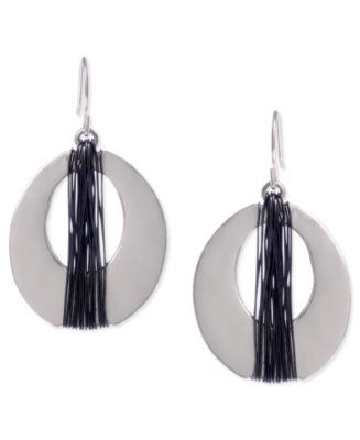 Kenneth Cole Silver Wire Wrapped Oval Drop Earring - Macy's