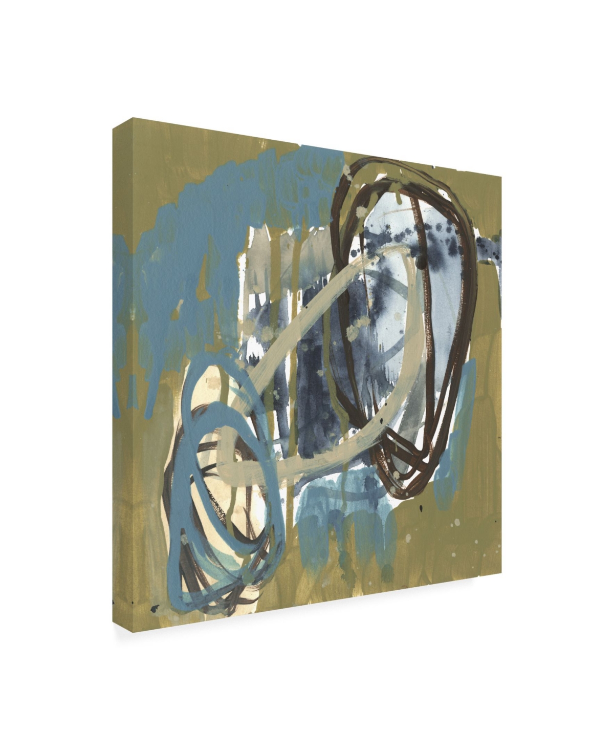 Jennifer Goldberger Umber and Blue Rounds Ii Canvas Art -