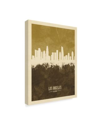 Michael Tompsett Los Angeles California Skyline Brown Canvas Art - 15" x 20"