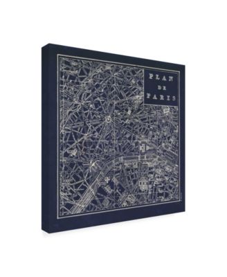 Trademark Global Sue Schlabach Blueprint Map Paris Square Canvas Art - 15" x 20"