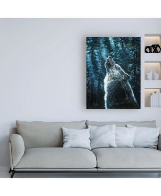 R W Hedge Moonlight Wolf Canvas Art - 27" x 33.5"