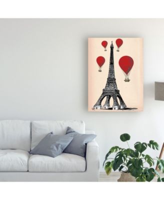 Trademark Global Fab Funky Eiffel Tower and Red Hot Air Balloons Canvas Art - 15.5" x 21"