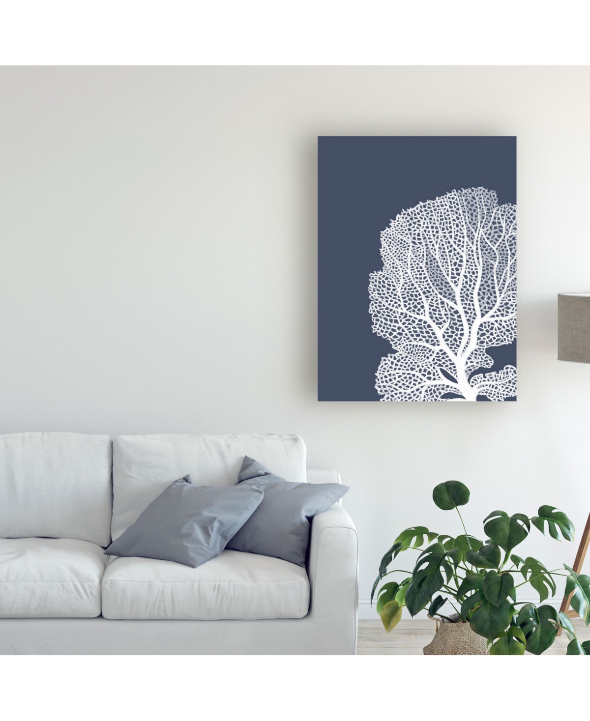Fab Funky Corals White on Indigo Blue B Canvas Art -