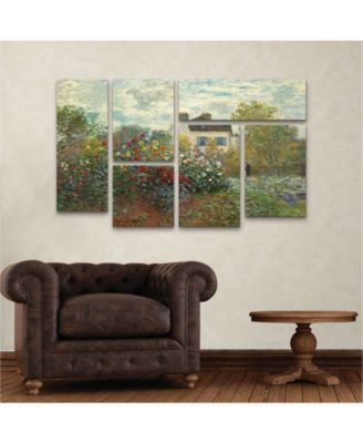 Claude Monet The Artist's Garden at Argenteuil Multi Panel Art Set 6 Piece - 49" x 19"