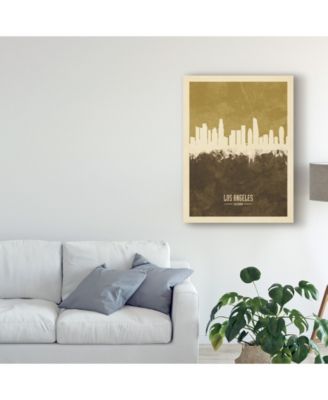 Michael Tompsett Los Angeles California Skyline Brown Canvas Art - 15" x 20"