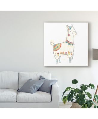 Trademark Global June Erica Vess Block Print Llama IV Canvas Art - 15" x 20"