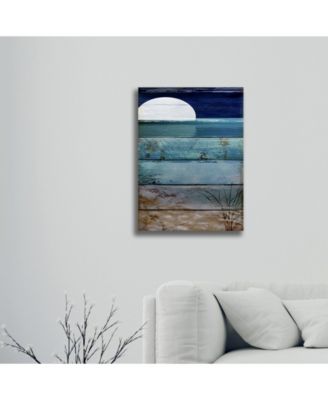 Color Bakery Beach Moonrise I Floating Brushed Aluminum Art - 22" x 25"