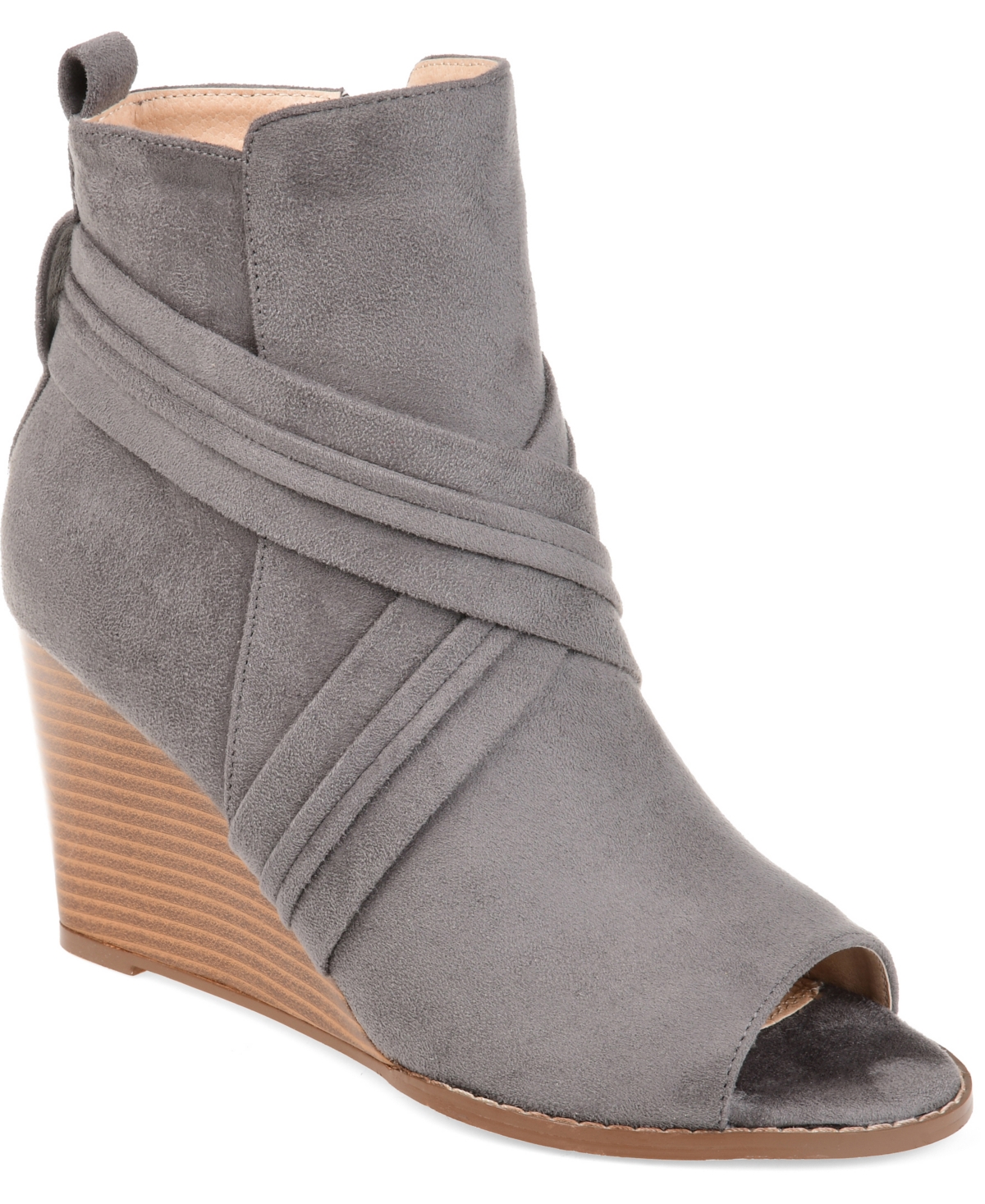 Journee Collection Women's Sabeena Peep Toe Stacked Wedge Booties