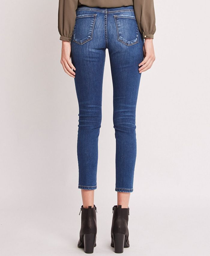 FLYING MONKEY Mid Rise 3D Front and Back Whiskers Crop Skinny Jeans ...