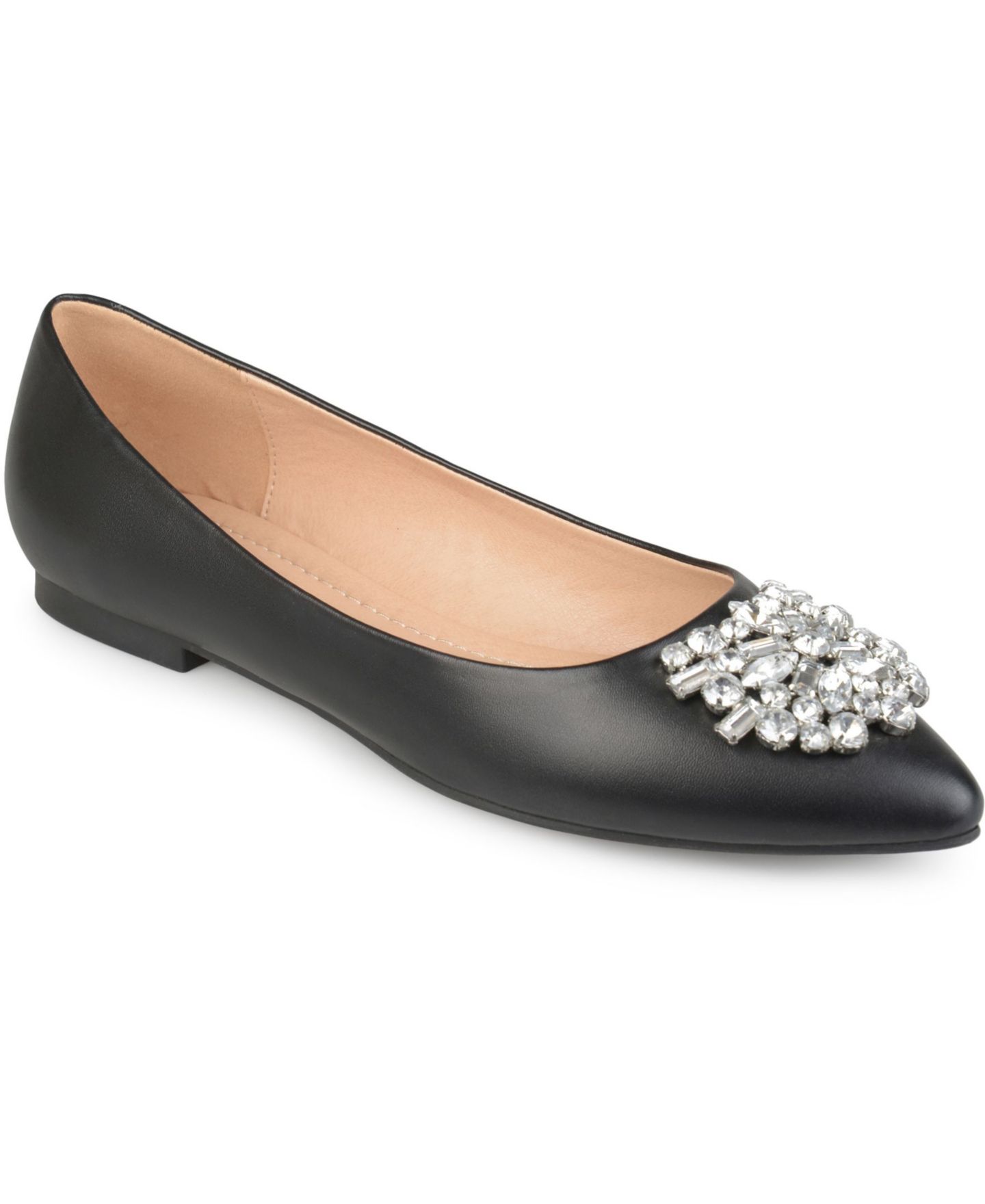 Женские балетки Journee Collection Renzo Jewel Embellished Pointed Toe Flats, цвет: Чёрный — фото 1