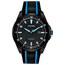 Drive From Eco-Drive Men's Black Silicone Strap Watch 45mm